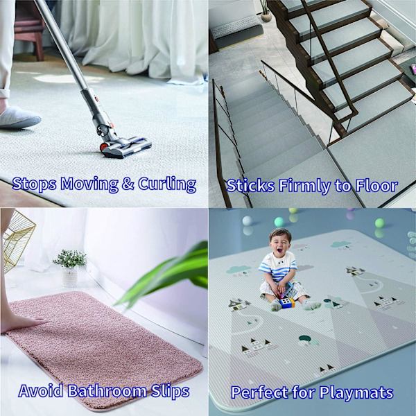 Tæppe Gripper 8 stk Dobbeltsidet Anti-Krøl Non-Slip Genanvendeligt Tæppe