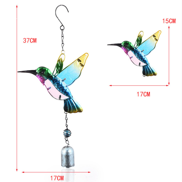 Metal Painted Kingfisher Wind Chimes, Hand Painted Glass Wind Chi