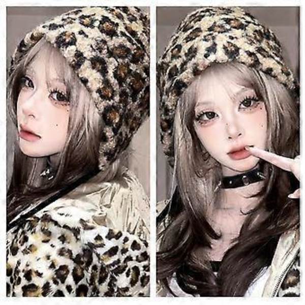 Leopard Fiskerhatte til Kvinder Mode Varm Øreklap Spandhat Efterår Vinter Hat Moderigtig Hat til Udendørsaktiviteter leopard grå (leopard grå)