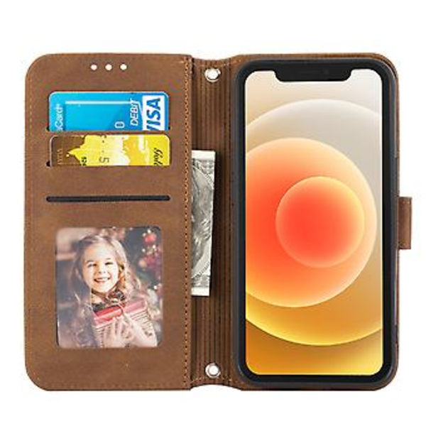 Präglad Läderfodral för iPhone 15 Pro Max (Brun)