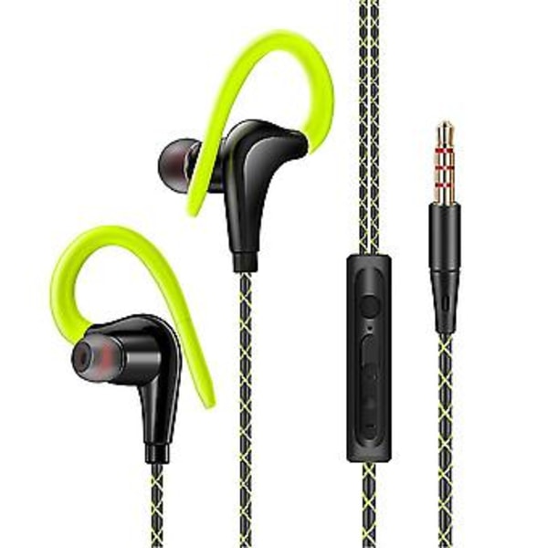 Kuulokkeet 3,5 mm urheilukuulokkeet Super Stereo -kuulokkeet Hienkestävät juoksukuulokkeet mikrofonilla Korvakoukku-kuulokkeet