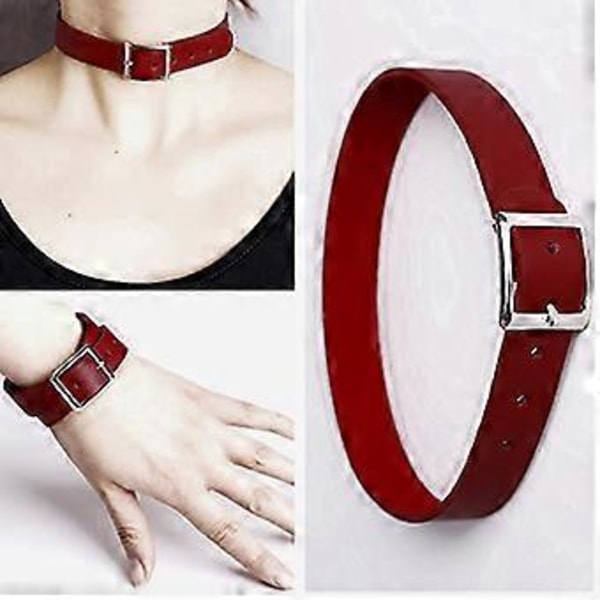 Dame Punk Kunstskinn Spike Nagle Spenne Armbånd (Rød)
