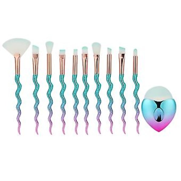 11 stk. Bærbare Slangeformede Håndtag Blush Foundation Børste Kosmetisk Børste Makeup Værktøj