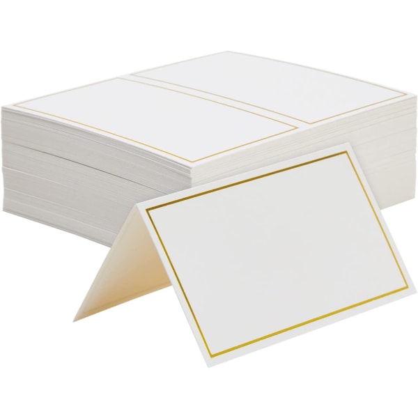 108 bitar bordskort, visitkort för bord, vita bordskort, visitkort med guldkant för bröllop