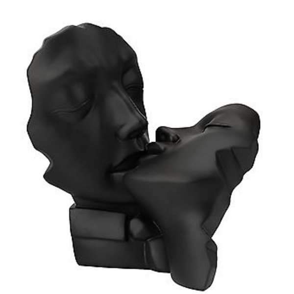 100% Ny, Guldälskare Kyssande Staty/ Kärleksskulptur Abstrakt Resin Figur Konst (Svart)