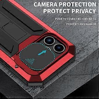 Metall + Silikon Skyddande Skal för iPhone 14 Pro Max (Röd)
