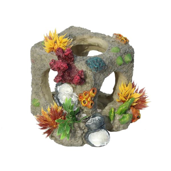 Décor pour Aquarium en Polyrésine Cube Habitat Taille S 10 x 11