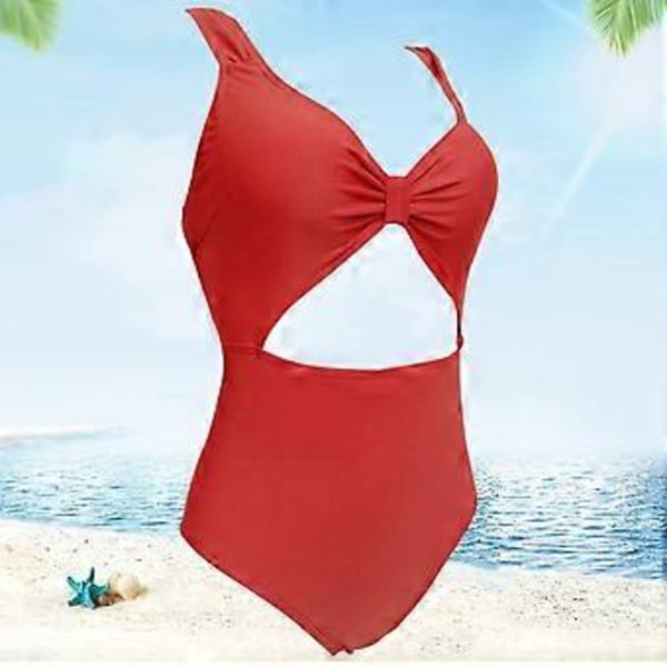 Højtaljet damebadedragt, sexet, et-delt, kvinder, udhulet, stropper, rygfri badedragt, trykt bikini badetøj Lavendel XXXL(XXXL Lavendel)