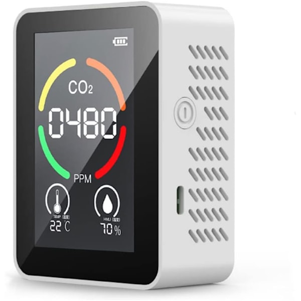 CO2-detektor, CO2-kuldioxidmonitor, LED-skærm, luftkvalitetstemperatur- og fugtighedsmåler f