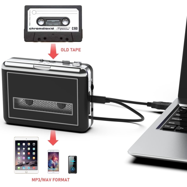 USB Stereo Portable Cassette Player - Convert Cassettes to MP3 Format