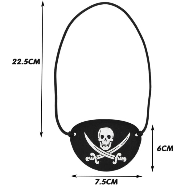 Piratøyelapper i svart filt Én øyelapp for kapteinskalle f