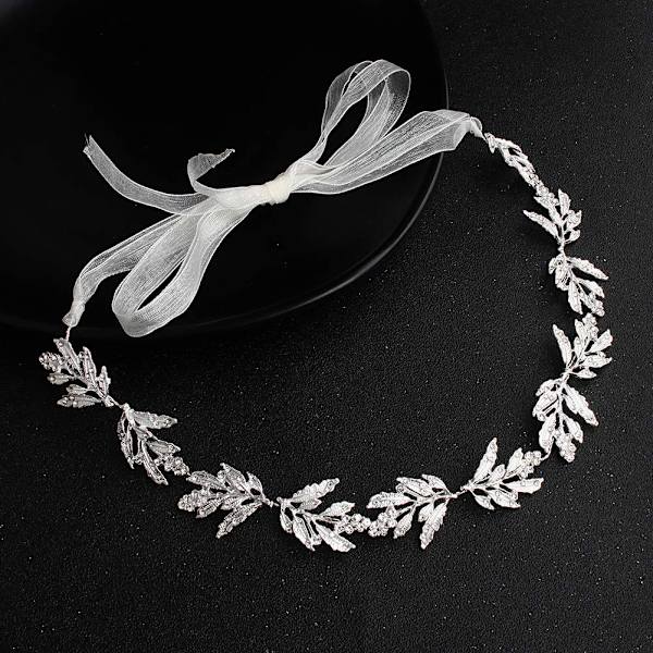Brudkrona bröllopshår strass legering blad accessoar