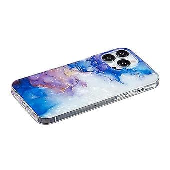Til iPhone 15 Pro Imd Shell Mønster Tpu Telefon Cover (Himmelblå Lilla Marmor)