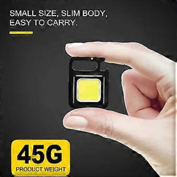Monitoiminen kannettava valo Mini Glare COB Avaimenperävalo USB Ladattava taskulamppu Hätälamput Ulkoiluun Retkeilyvalo (A5 B04 Akku)