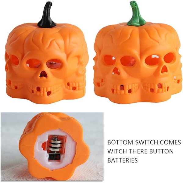 12 stk. LED Orange Græskar Lanterner, 3D Halloween Flammeløse Te Lys