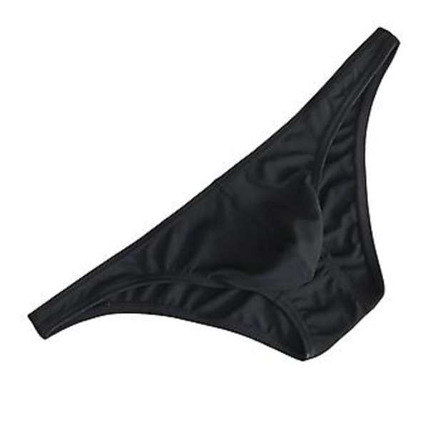 Mænds Briefs Isilke Tynd Stribet Ensfarvet U Konveks Indvendig Bærbar Sexy Hurtigtørrende Tanga Truser Underbukser (XL Sort)