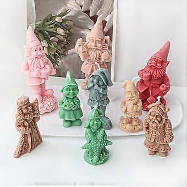 Gnome Resinforme Silikone Dværg Gnome Lysform 3D Dværg Påske Håndlavede Dværgforme til Fremstilling af Dekoration DIY (søstjerne bedstemor chri)