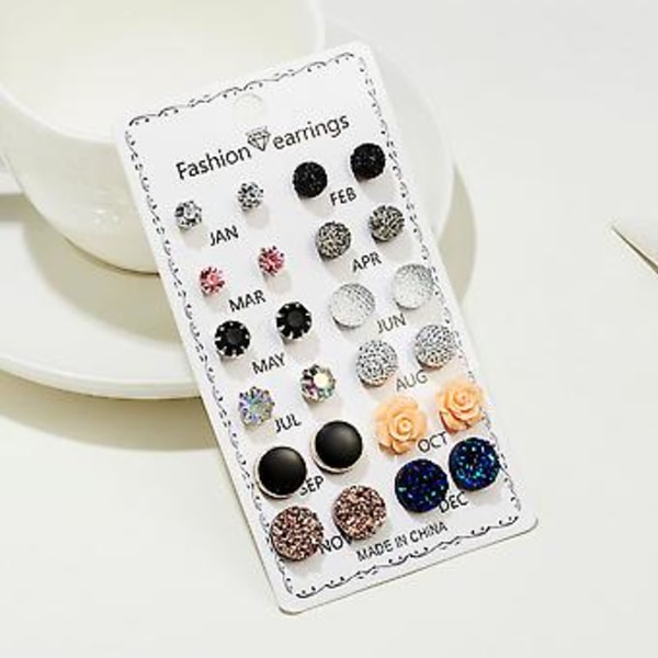 12 Par Geometriska Örhängen Stift Trendiga Lätta Örhängen Accessoarer för Kvinnor (7)