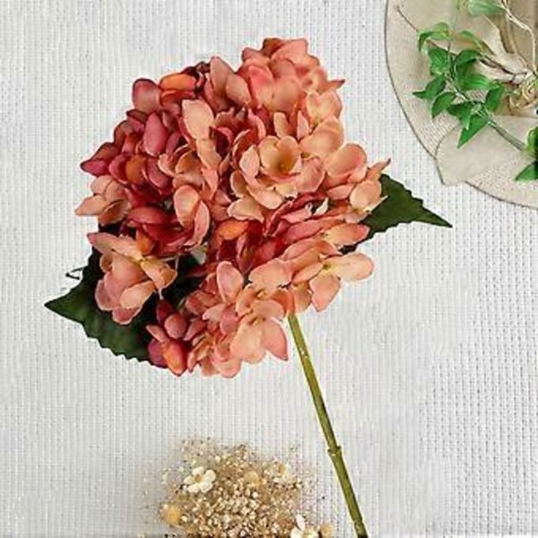 1 Gren Konstgjord Blomma Realistiskt Utseende Ingen Vattning 6 Gafflar Simulation Hortensia Bröllopsdekoration Heminredning (Kaffe)