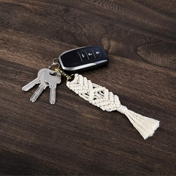 Mini Makrame Nøkkelringer Boho Makrame Veske-Smykker med Kvaster Søte