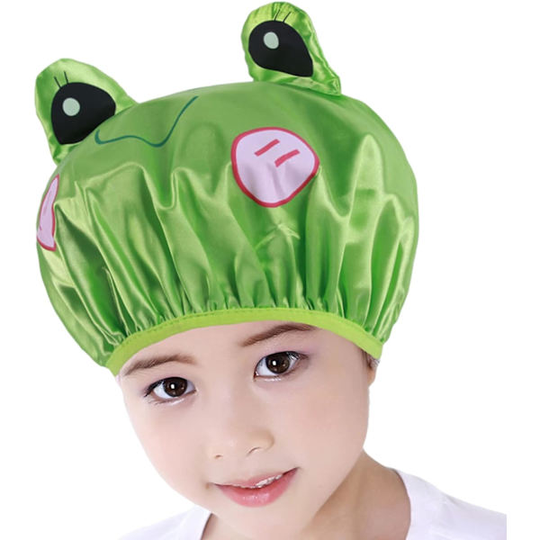 （Frog Green）Barne Dusjhette Dobbelt Lag Vanntett Dyr Badehetter for Gutt Jente