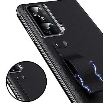 Litchi Mønster PU Telefon Cover til Honor Magic Vs (Sort)