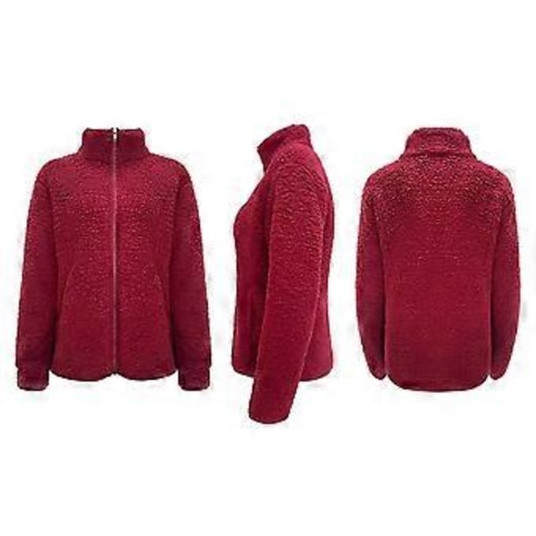Sweater Dame Casual Langærmet Lynlås Skjorte (L Vinrød)