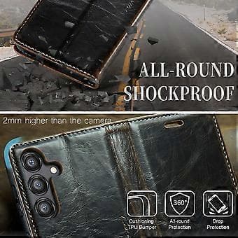 Crazy Horse Texture PU-etui til Samsung Galaxy A55 5G (Kaffe)