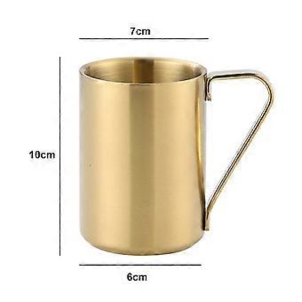 150/280ml Vesikuppi Kahvalla Kaksikerroksinen Ruostumaton Teräs Kahvi Olutkuppi Muki Juoma-astiat Päivittäiseen Käyttöön (280ml Kultainen)