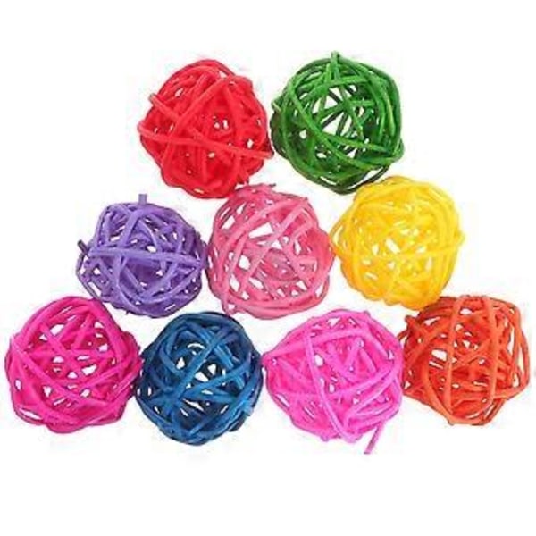50 ST 3CM Färgglada Rottingbollar Papegoja Tuggleksak Boll Hem DIY Dekorativ Boll
