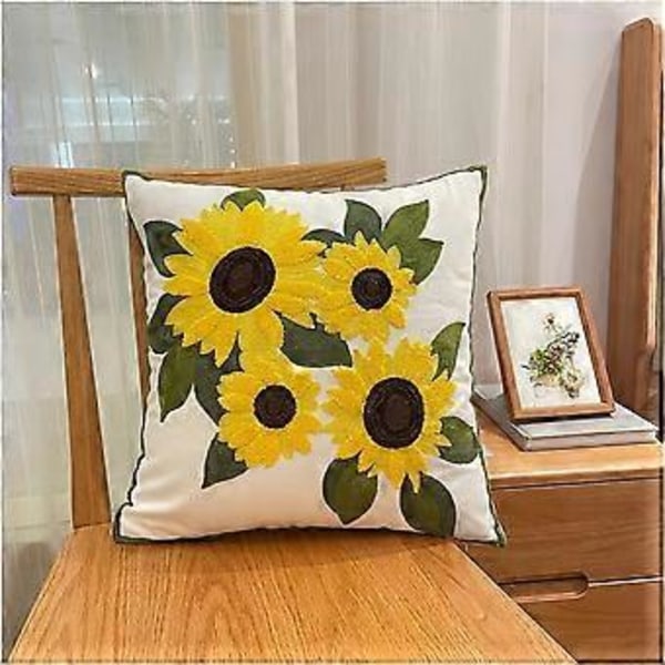 2-pack Dekorativa Kuddfodral, Solrosmönster, 18x18 tum