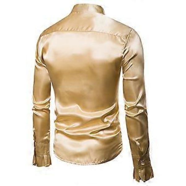 Blomstrete langermet skjorte for menn, fest, skjorte med knapper (2XL Gul)