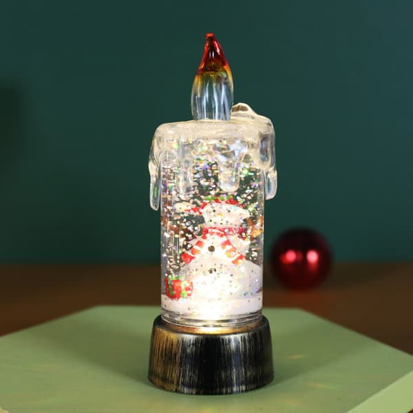 Sæt med 3 flammeløse juleduftlys med timer; snekuglelys til julepynt.