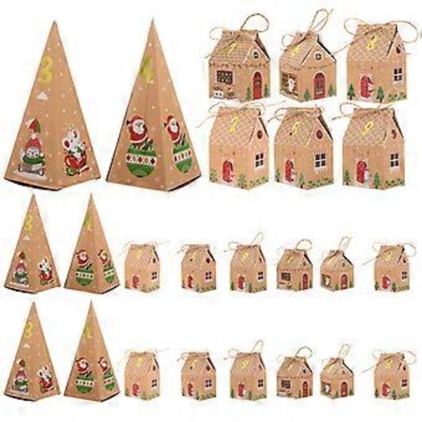 1 Sett Julekalender Gaveesker Jule Nedtelling Godteboks Tomme Kalender Gaveesker