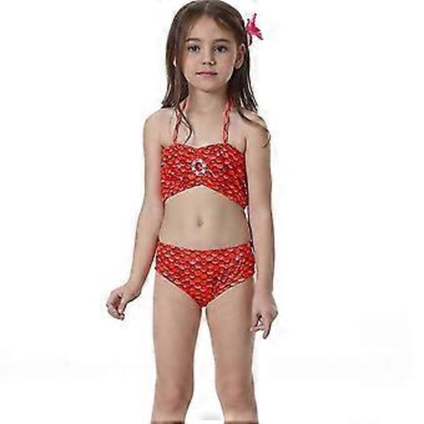Jenter Crop Tops + Havfruehale Badedrakt Sett Badeklær 4-11 År (9-10 År Rød)