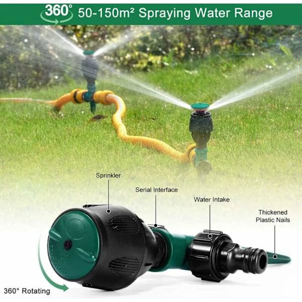 Havevandssprinkler, Plænesprinkler 360° Roterende Sprinkler til