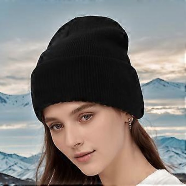 Unisex Stickad Beaniehatt Enfärgad Varm Muddad Vintermössa Vindtät Öronvärmare Hatt för Utomhussporter (Gul)
