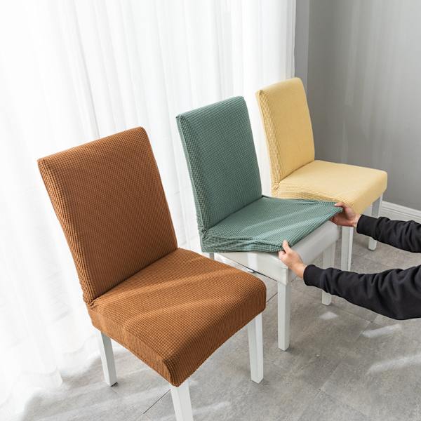 1PC Grå Matstol Överdrag Jacquard Stretch Avtagbar Tvättbar U
