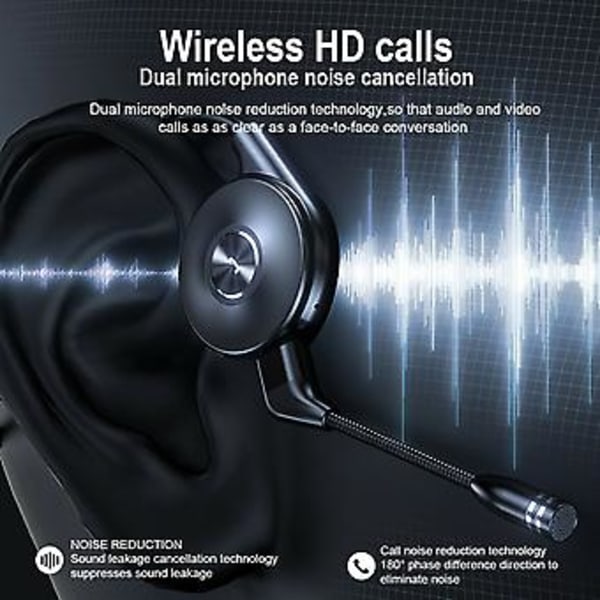 Bluetooth 5.0 Bone Conduction Hovedtelefoner Trådløse Ørepropper Udendørs Sport Headset (Sort)
