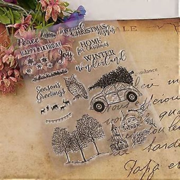 Uggla Träd Silikon Transparent Stempel DIY Scrapbooking Prägling Fotoalbum Dekorativt Papper Kort Hantverk Konst Handgjord Gåva