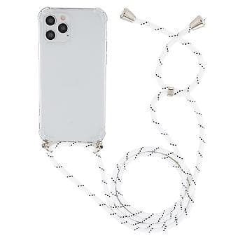 TPU-fodral med snodd för iPhone 15 Plus (Vit Svart)