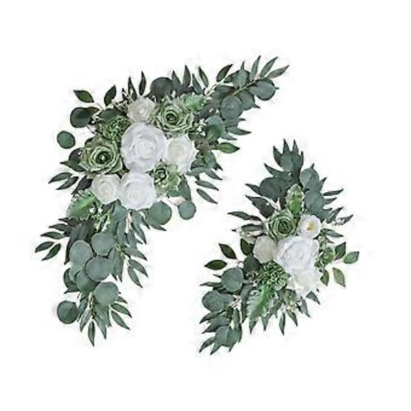 2 stk. Kunstige Bryllupsbue Blomster, Kunstig Blomster Swag Hængende Bryllupsdekoration, Baggrundsdekoration til Hjemmet, (Stil C)
