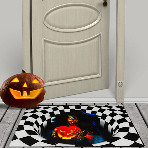 40x60cm Halloween Dørmåtte Heks Mønster 3D Maleri Scary Entranc