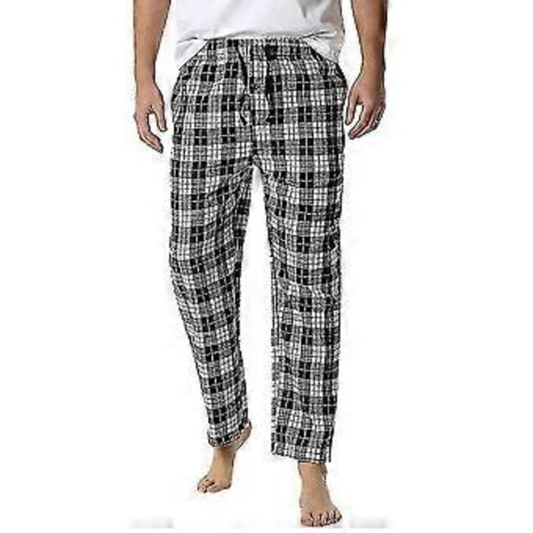 Herreternet bomulds pyjamasbukser/YY(3XL Sort.Hvid)