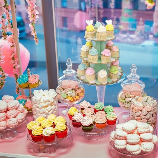 3-vånings cupcake-ställ i kartong, cupcake-ställ för babyshower, barn