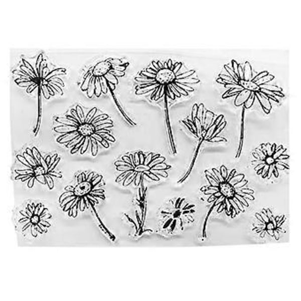 Daisy Blomster Silikon Transparent Stempel DIY Scrapbooking Prägling Fotoalbum Dekorativt Papper Kort Hantverk