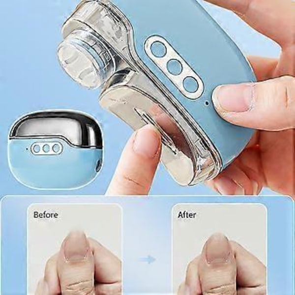 4 i 1 Trådløs Negletrimmer med UV Neglelampe, USB Genopladelig Sikkerheds Negletrimmer, til Voksne Teenagere Børn (Hvid)