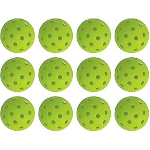 PE Pickleball Set, 12 st 40-håls utomhusboll Stabil flygande lätt för slagträning