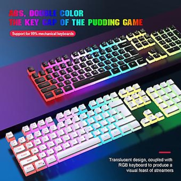 LED Regnbågsbelyst Ultra-Slim 104 Tangenter Trådbunden Ergonomisk Dator PC för Windows (Svart)