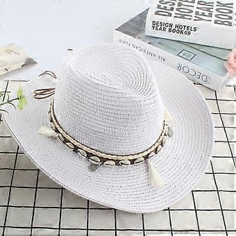 2023 Unisex Strå Fedora Panama Hat Sommer Sol Kort Skygge Kasket Hat (Sort)